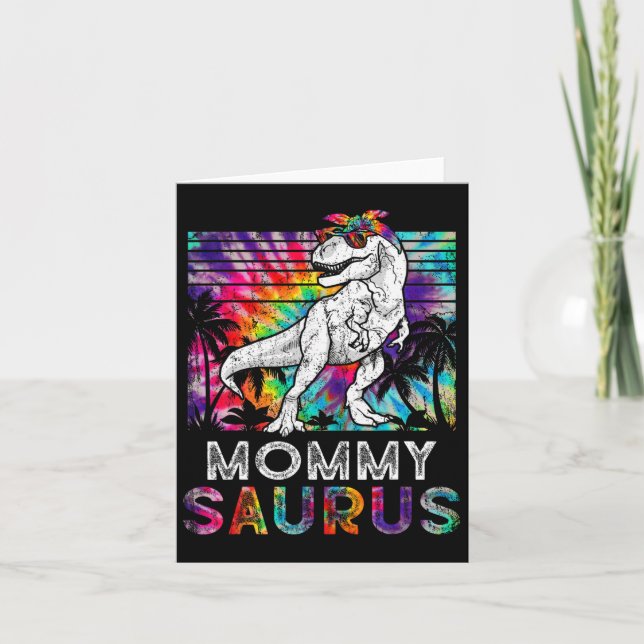 Cartão Mommysaurus Dinossauro Mamãe Saurus Família Combin (Frente)