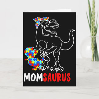 Cartão Momsaurus T Rex Dinossauro Conscientização do Auti