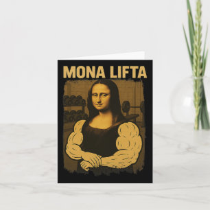 Cartão Mona Lifta Gym Workout Engraçado Mona Lisa Malhaçã