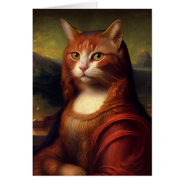 Cartão Mona Lisa Cat (Frente)