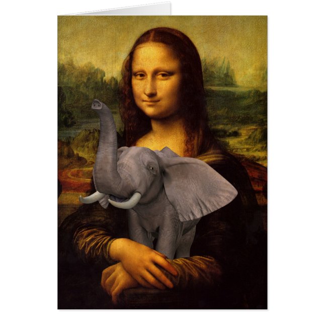 Cartão Mona Lisa Com Elefante (Frente)