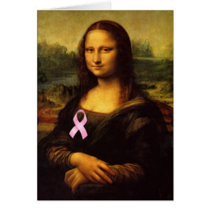 Cartão Mona Lisa com fita cor-de-rosa