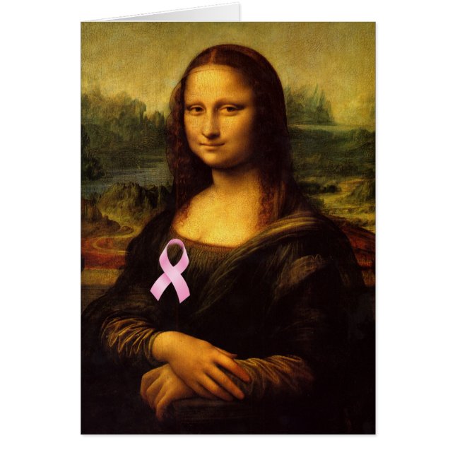 Cartão Mona Lisa Com Fita Rosa (Frente)