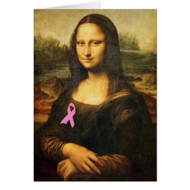 Cartão Mona Lisa Com Fita Rosa (Frente)