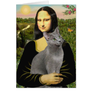 Cartão Mona Lisa - gato azul russo