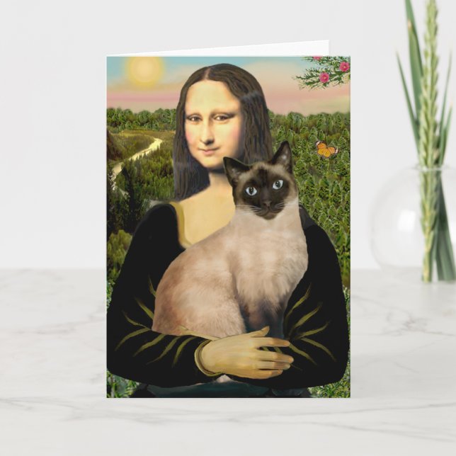 Cartão Mona Lisa - Gato Siamês de Seal Point (Frente)