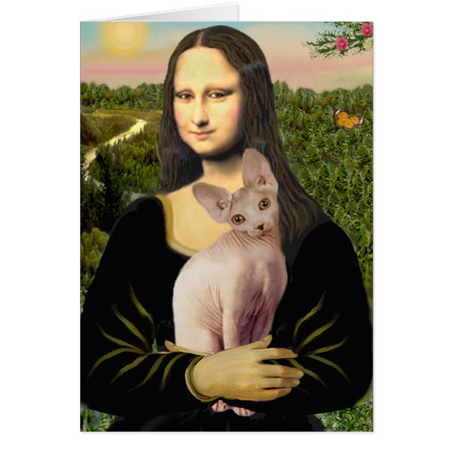 Cartão Mona Lisa - Gato Sphynx creme (Frente)