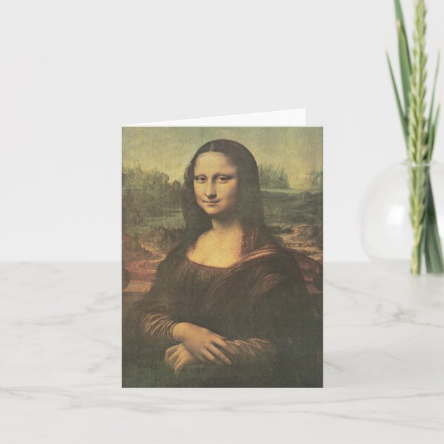 Cartão Mona Lisa Leonardo da Vinci de Belas Arte (Frente)