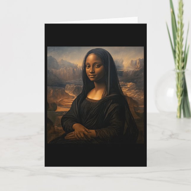 Cartão Mona Lisa Preta Mês da História Negra Juneteenth  (Frente)
