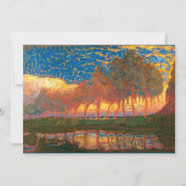 Cartão Mondrian - Fila de onze poplares, (Frente)