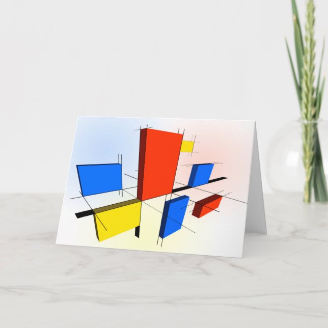 Cartão Mondrian Inspirou 3D (Frente)