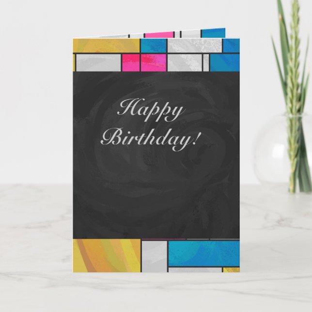 Cartão Mondrian Yellow Blue Impressão (Frente)