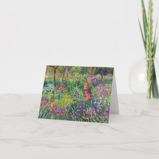 Cartão Monet Iris Garden no Giverny Note Card (Frente)