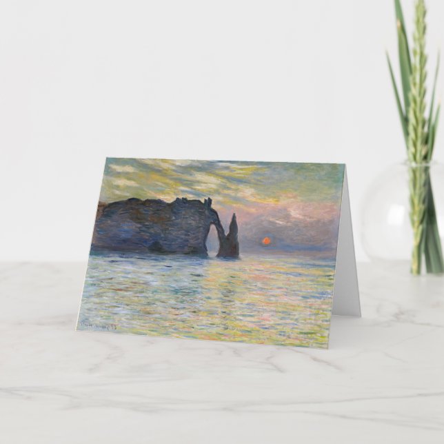 Cartão Monet - Manneport, Cliff em Etretat, Sunset (Frente)