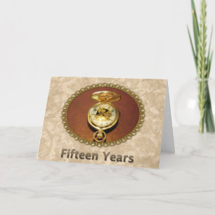 Cartão Monitoramento de Ouro Elegante de 15 de Aniversári