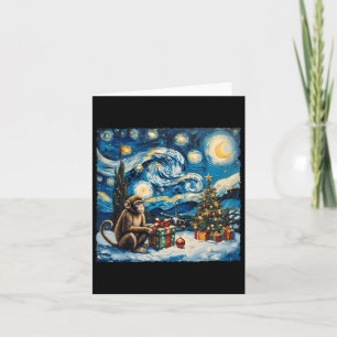 Cartão Monkey Van Gogh Style Starry Night Winte