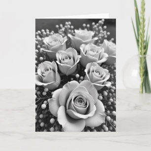 Cartão Monocromático de Floral Elegante