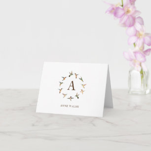 Cartão Monogram Hummingbirds Note Card