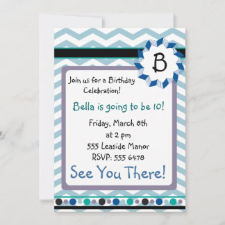 Cartão Monograma Cheveron com cinza azul, lacrimog