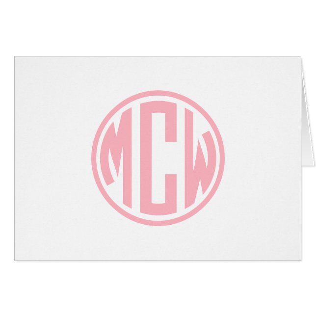 Cartão Monograma com círculo de pré-disquete rosa Fonte D (Frente horizontal)