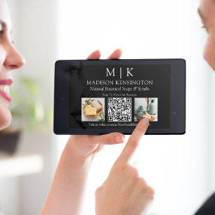 Cartão Monograma ou Adicionar logotipo Código QR de Foto