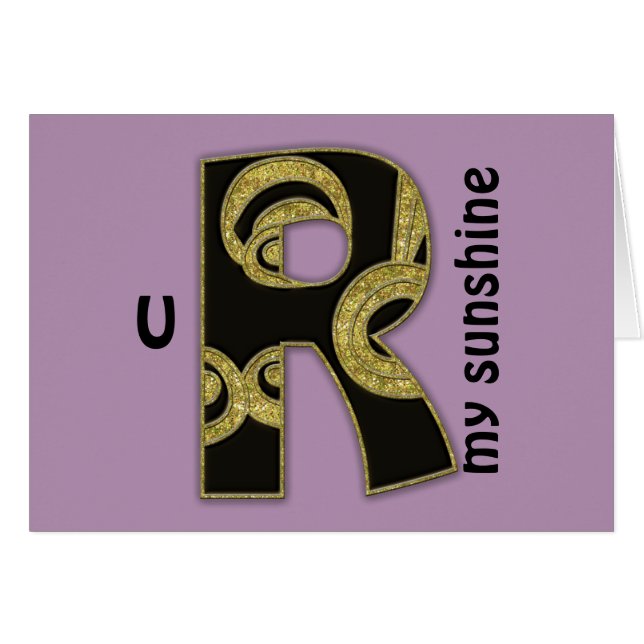 Cartão monograma retrô - R (Frente Horizontal)