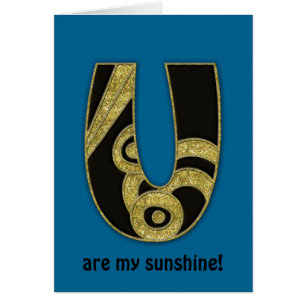 Cartão monograma retrô - U