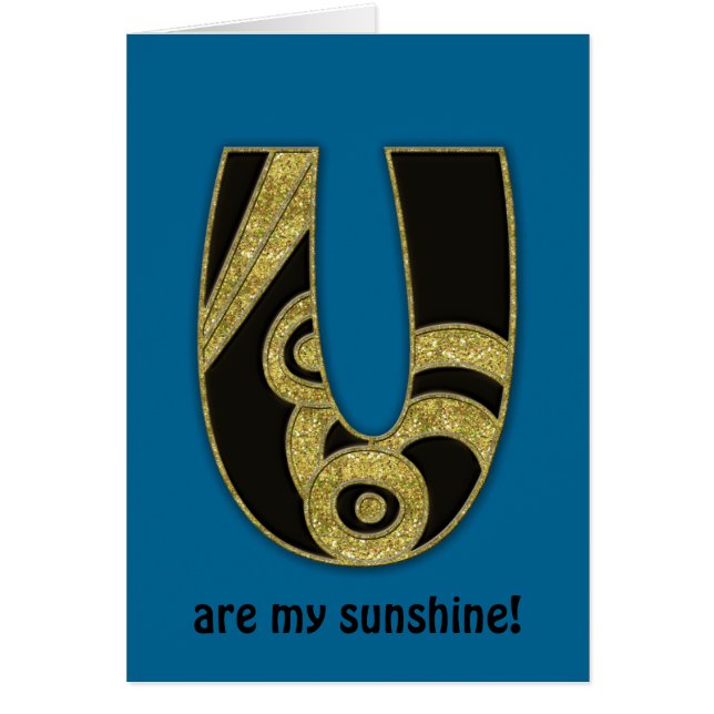 Cartão monograma retrô - U (Frente)