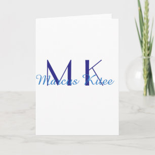 Cartão monograma simples minimalista nome personalizado a