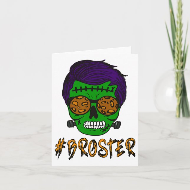 Cartão Monster Skull Broster Brother Halloween Correspond (Frente)