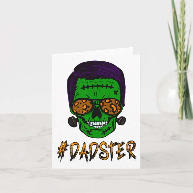Cartão Monster Skull Dadster Pai Life Halloween Combinaçã (Frente)