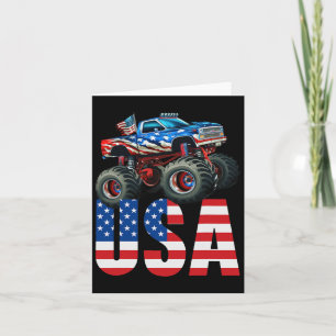 Cartão Monster Truck American Flag 4 de julho Corrida Ame