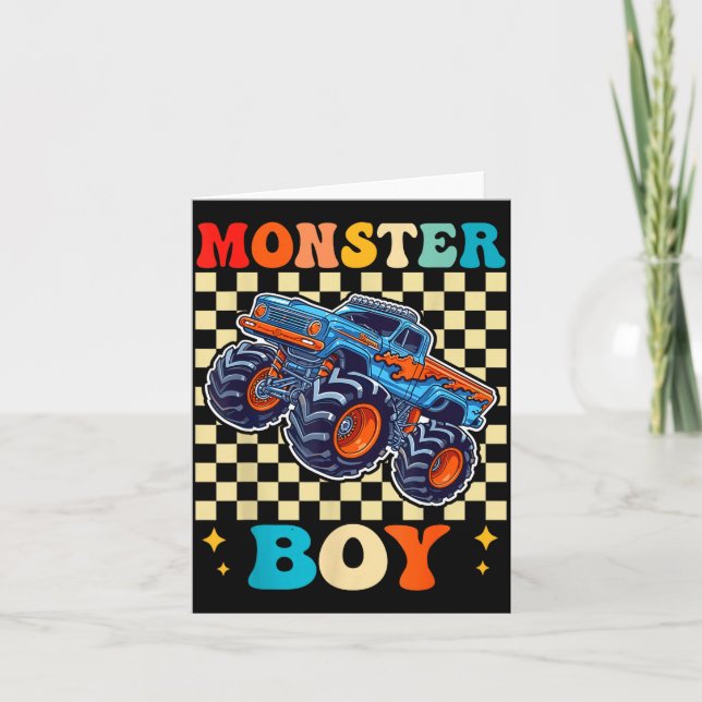 Cartão Monster Truck Boy Family Matching Monster Trucks B (Frente)