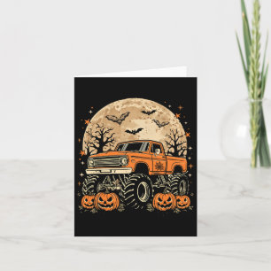 Cartão Monster Truck Halloween Jack O Lantern Moon Pumpki