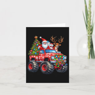 Cartão Monster Truck Papais noeis Reindee Crianças de Árv