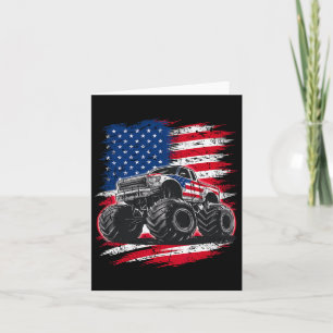 Cartão Monster Truck Usa Flag American For Women Girls Ki