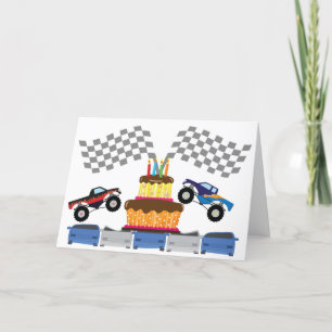Cartão Monster Trucks and Cake Birthday Weekend card