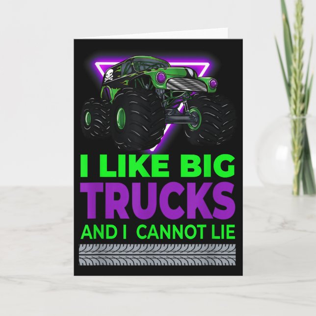 Cartão Monster Trucks - I Like Big Trucks And I Cannot Li (Frente)