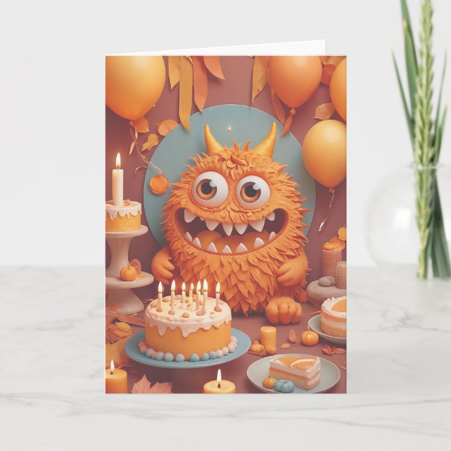 Cartão Monster's Birthday Bash (Frente)