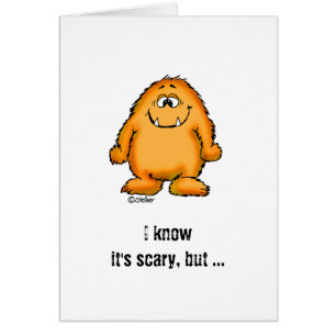 Cartão Monstro alaranjado lunático bonito por Send2smiles