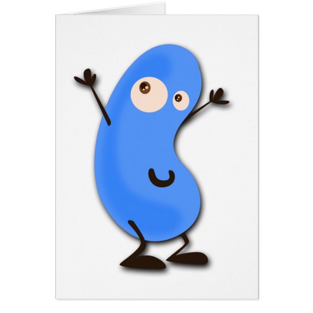 Cartão Monstro azul bonito do feijão (Frente)