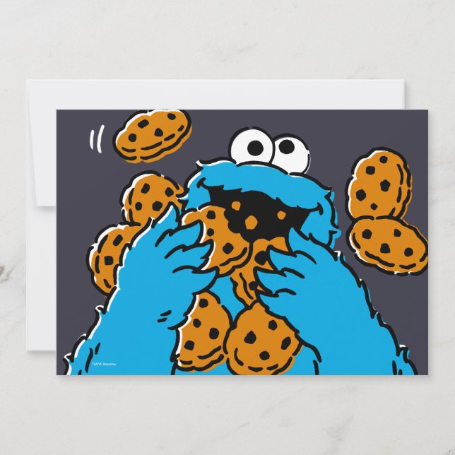 Cartão Monstro Come-Cookies Comendo Todos os Cookies (Frente)
