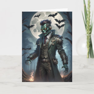 Cartão Monstro de Halloween Steampunk Frankenstein