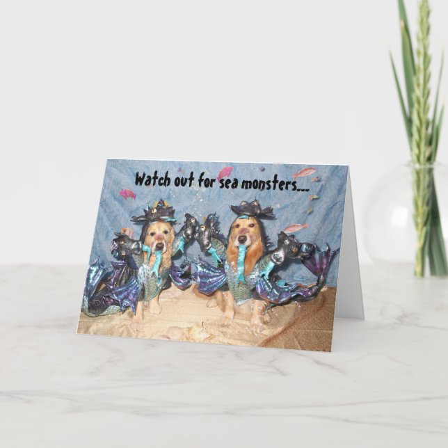 Cartão Monstro de mar o Dia das Bruxas do golden (Frente)