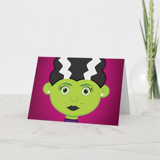 Cartão Monstro de menina verde (Frente)