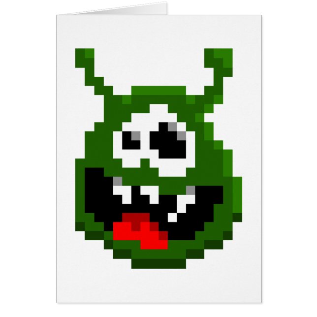 Cartão Monstro Verde - Arte em Pixel (Frente)
