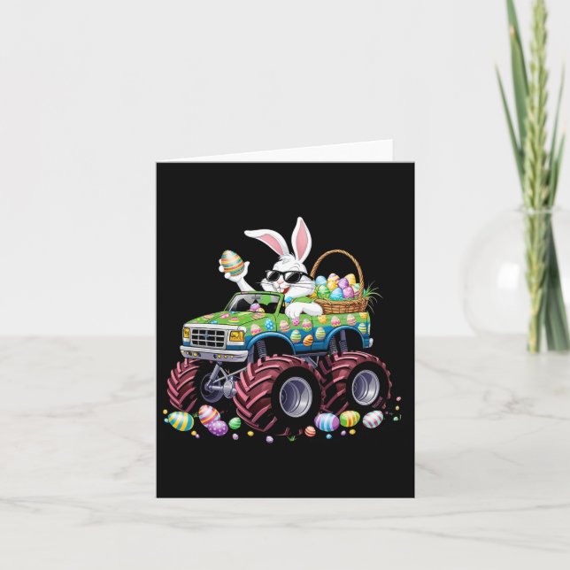 Cartão Monstros de Felz pascoa Bunny Monster Alojam Crian (Frente)