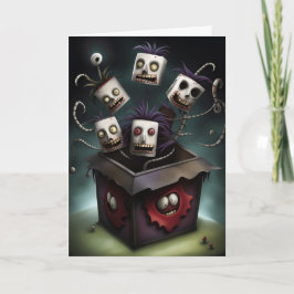 Cartão Monstros divertidos em uma caixa