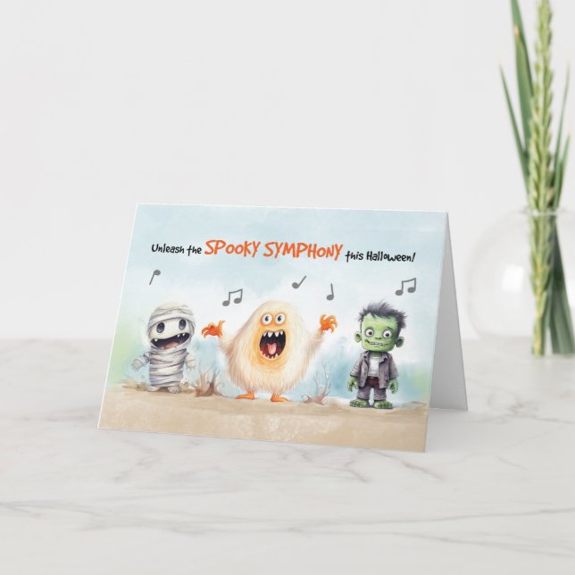 Cartão Monstros Musicais do Halloween (Frente)