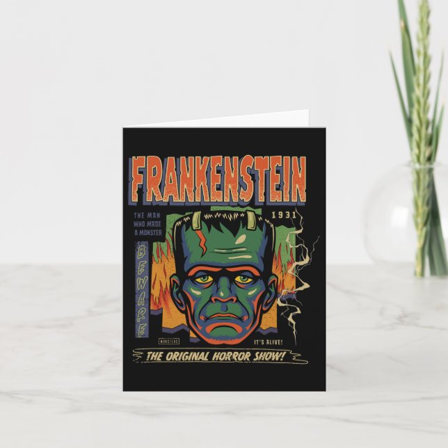 Cartão Monstros Universais Frankenstein Vintage Halloween (Frente)